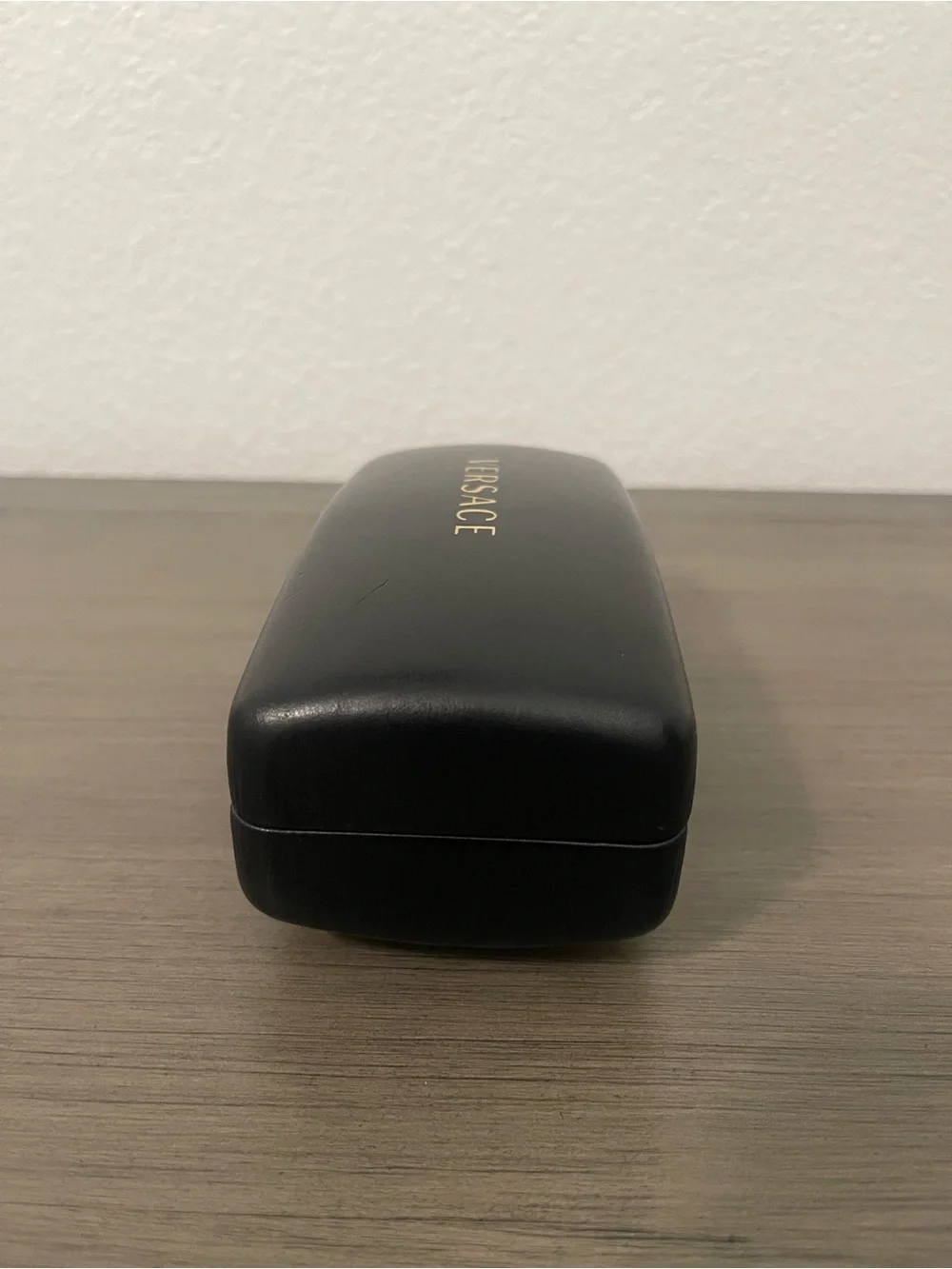 Versace Black Eyewear Case with Gold Logo Accent